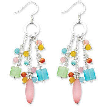 Sterling Silver Multi-color Stone Earrings