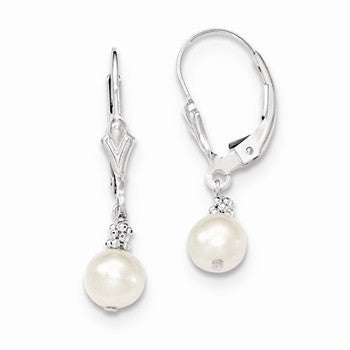 Sterling Silver Anti-tarnish White Cult. Pearl Earrings