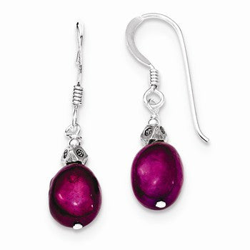 Sterling Silver Magenta Cultured Pearl Earrings