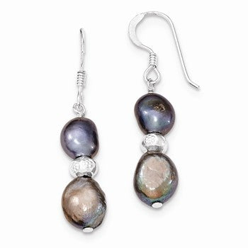 Sterling Silver Light Dark Grey Freshwater Cultured Pearl Earrings