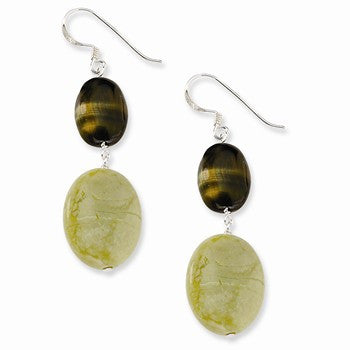 Sterling Silver Tigers Eye Yellow Turquoise Earrings