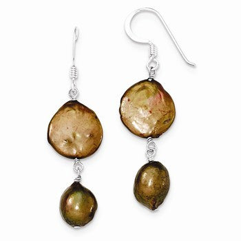 Sterling Silver Copper Freshwater Cultured Pearl Earrings