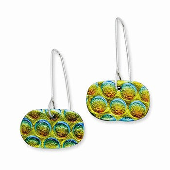 Sterling Silver Multicolor Dichroic Glass Round Dangle Earrings