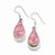 Sterling Silver Pink Dichroic Glass Teardrop Shaped Dangle Earrings