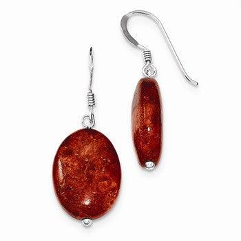 Sterling Silver Red Coral Earrings