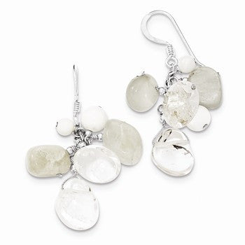 Sterling Silver /Mother Of Pearl/Moonstone/Rock Quartz Earrings