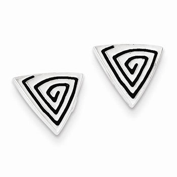 Sterling Silver Polished Textured Triangle Post Earrings