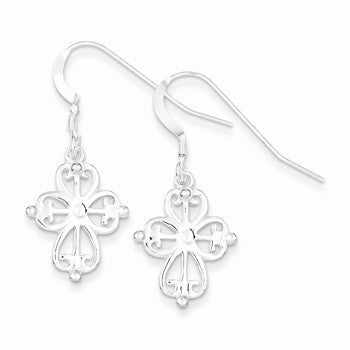 Sterling Silver Cross Dangle Earrings