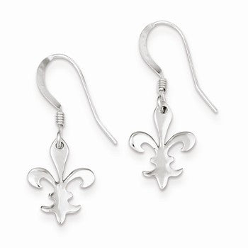 Sterling Silver Polished Fleur De Lis Dangle Earrings