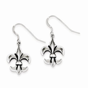 Sterling Silver Fleur de Lis Dangle Earrings