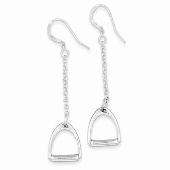 Sterling Silver Polished Horse Stirrup Dangle Earrings