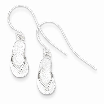 Sterling Silver Polished Textured S&al Dangle Earrings