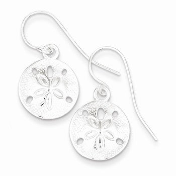 Sterling Silver Polished Textured S& Dollar Dangle Earrings