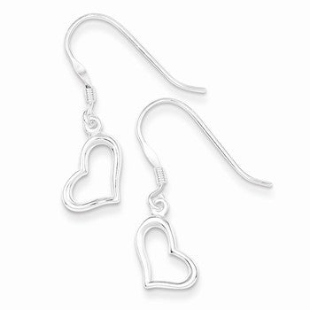 Sterling Silver Polished Heart Dangle Earrings