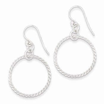 Sterling Silver Polished Circle Dangle Earrings