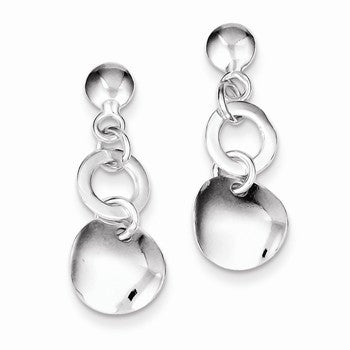 Sterling Silver Polished Round Dangle Post Earrings