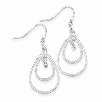 Sterling Silver Polished Double Teardrop Dangle Earrings