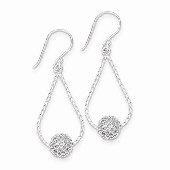 Sterling Silver Teardrop w/ Bead Dangle Earrings