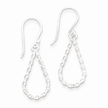 Sterling Silver Twisted Oval Dangle Earrings