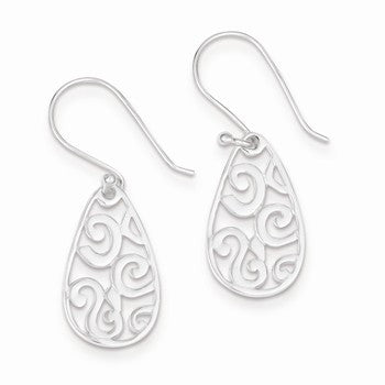 Sterling Silver Filigree Oval Dangle Earrings