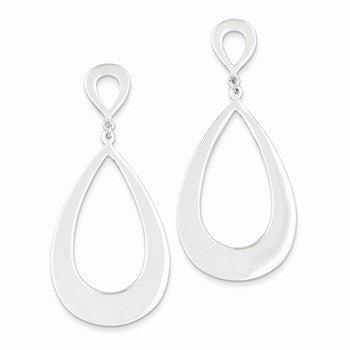 Sterling Silver Large Post Teardrop Dangle Earrings