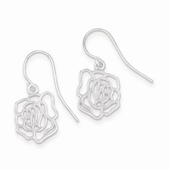 Sterling Silver Polished Flower Dangle Earrings