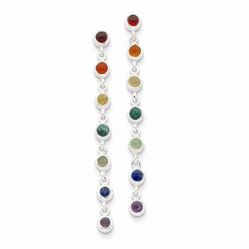 Sterling Silver Multicolor Quartz Dangle Post Earrings