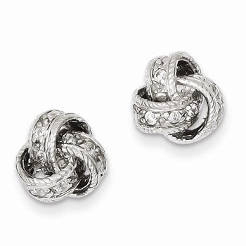 Sterling Silver CZ Love Knot Post Earrings