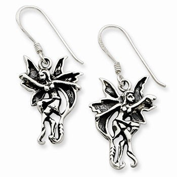 Sterling Silver Antiqued & Polished Dancing Dangle Earrings