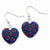 Sterling Silver Blue Red Glass Polished Heart Dangle Earrings