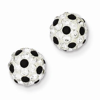 Sterling Silver Black White Swarovski Crystals Post Earrings