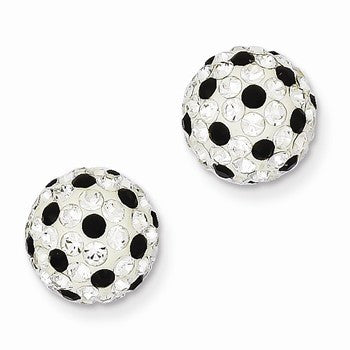 Sterling Silver White Black Swarovski Crystal 10mm Post Earring, Jewelry Earrings