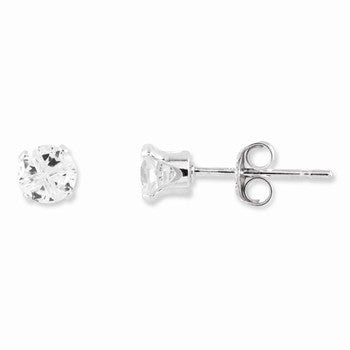 Sterling Silver 4mm Round 4 Prong CZ Stud Earrings