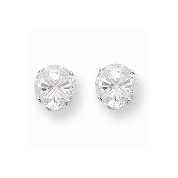 Sterling Silver 7mm Round 4 Prong CZ Stud Earrings