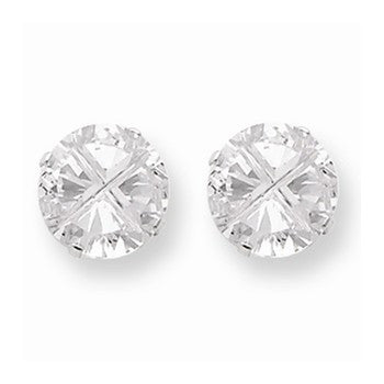 Sterling Silver 10mm Round 4 Prong CZ Stud Earrings