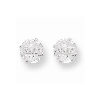 Sterling Silver 7mm Round 4 Prong CZ Stud Earrings