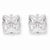 Sterling Silver 7mm Square CZ 4 Prong Stud Earrings