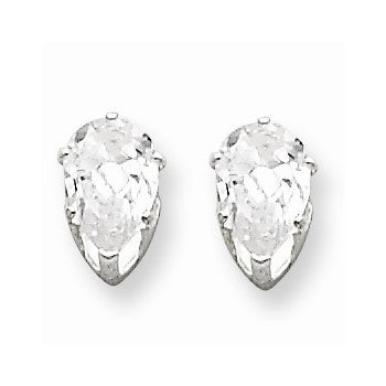 Sterling Silver 6x4 Pear CZ Stud Earrings