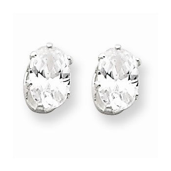 Sterling Silver 6x4 Oval CZ Stud Earrings