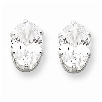 Sterling Silver 7x5 Oval CZ Stud Earrings