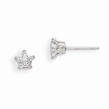 Sterling Silver 5mm Star CZ Stud Earrings