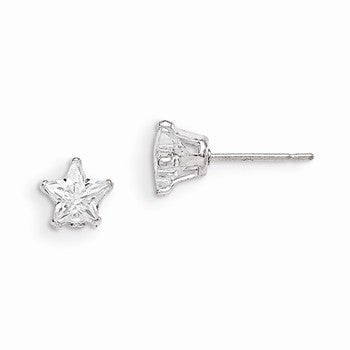 Sterling Silver 6mm Star CZ Stud Earrings