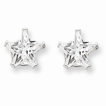 Sterling Silver 7mm Star CZ Stud Earrings