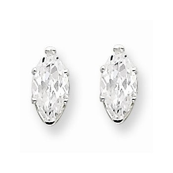 Sterling Silver 7x3.5 Marquise Stud Earrings