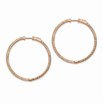 Sterling Silver Rose Gold -plated CZ In & Out Hoop Earrings