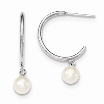 Sterling Silver 6-7mm White Freshwater Cultured Pearl Earrings