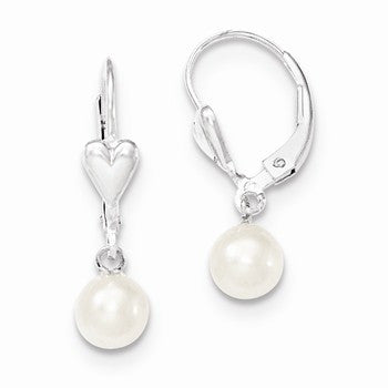 Sterling Silver 6-7mm White Freshwater CulturedPearl Leverback Earrings