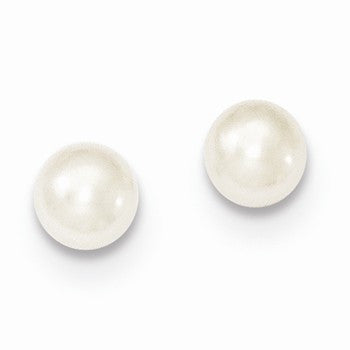 Sterling Silver 5-5.5mm White FW Cult. Button Pearl Stud Earrings