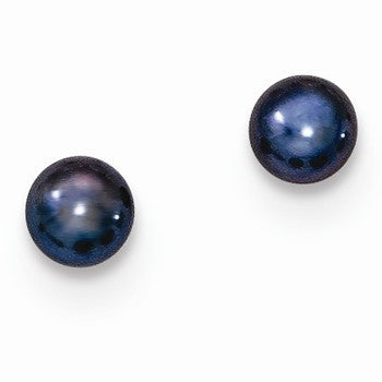 Sterling Silver Black 4-5mm Freshwater Cultured Button Pearl Stud Earring, Jewelry Earrings