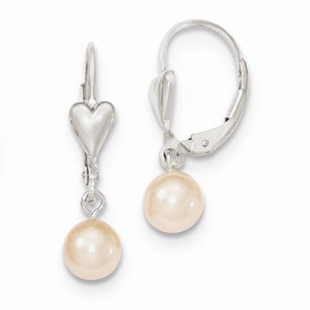 Sterling Silver 6-7mm Pink Freshwater CulturedPearl Leverback Earrings